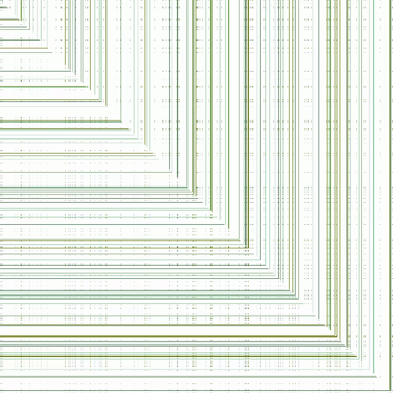 Overlapping lines in shades of green