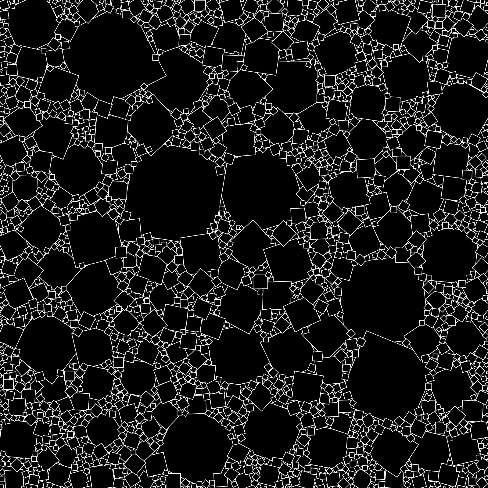 Random squares generated using a circle packing algorithm