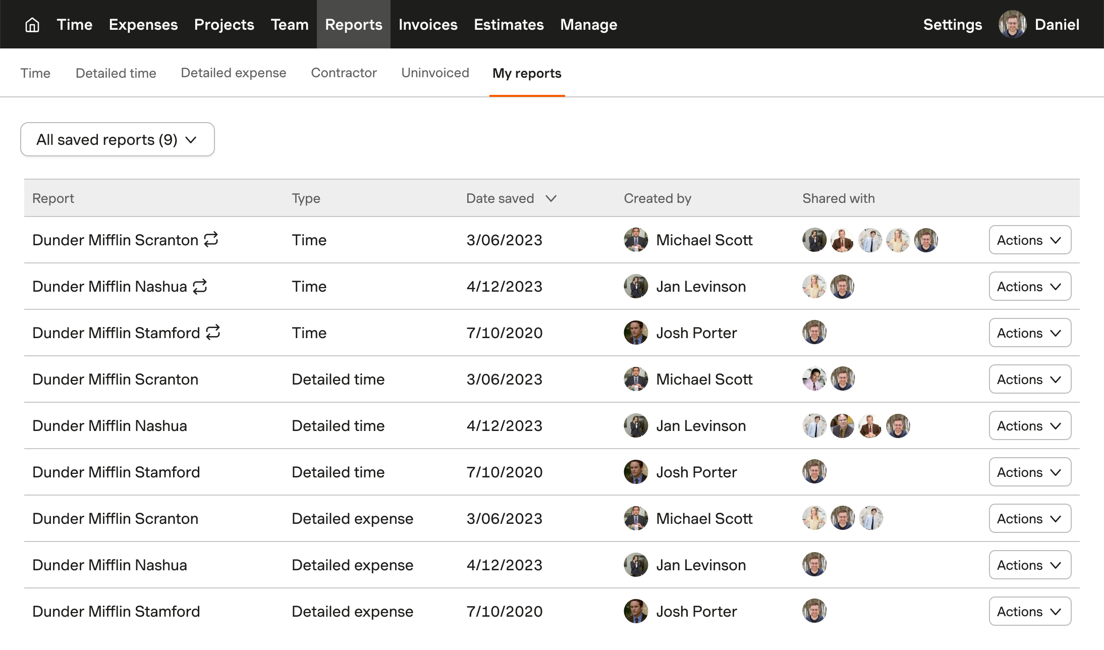 A new section for accessing saved and shared reports